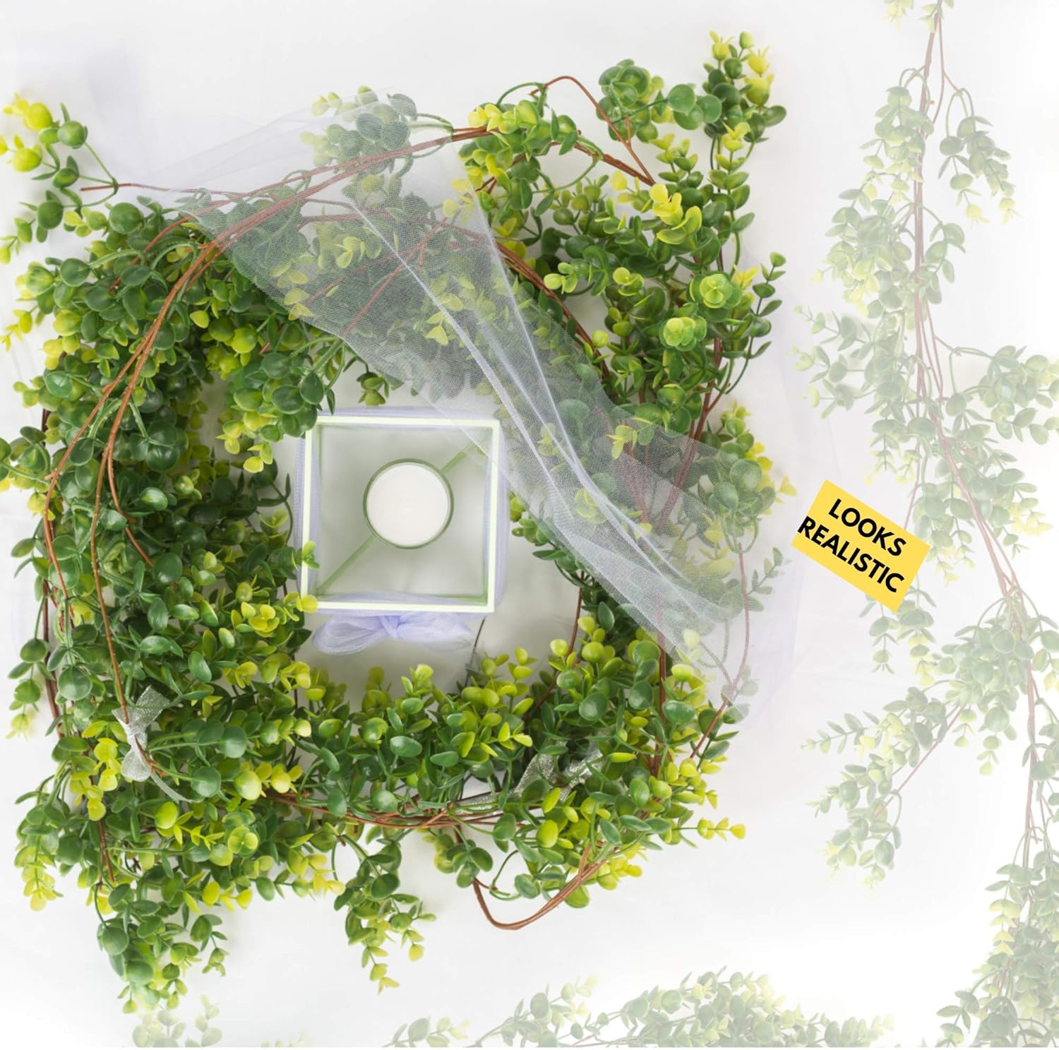 fake eucalyptus table runner