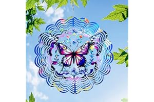 BRHTFM Wind Spinners Outdoor Garden Decor, 12“ Butterfly Metal Wind Spinner for Yard Decorations Outdoor, Wind Spinners for Yard and Garden Front Porch Patio Decor