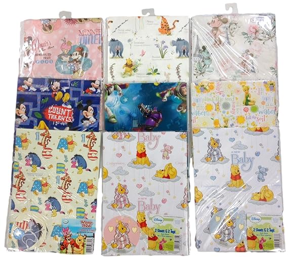 108 packs 9 designs Disney character gift wrap paper sheets and tags