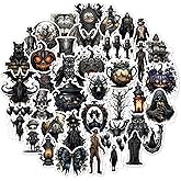 100 Pcs Halloween Goth Stickers Retro Horriblr Skull | Adult Stickers for Scrapbook, Junk Journal Decoration, Laptop, Window & Water Bottles