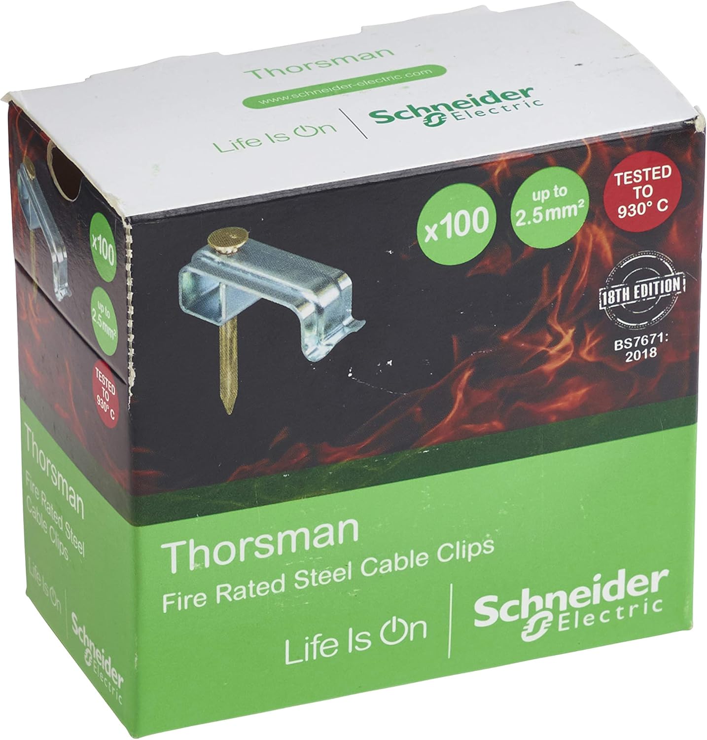 Schneider Electric Thorsman, Fire Cable Clips, Size 1 (1-2.5mm), 18th Edition Compliant, Fire Resistant Steel, Twin & Earth - Image 5