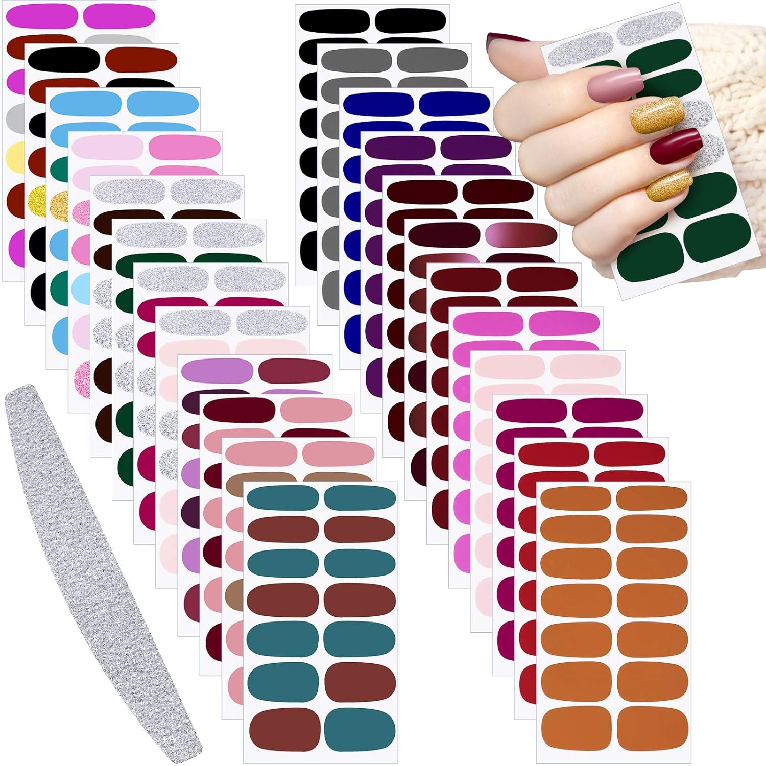 336 Pieces Nail Polish Sticker SelfAdhesive Full Nail Wrap Pure Color Nail Wrap