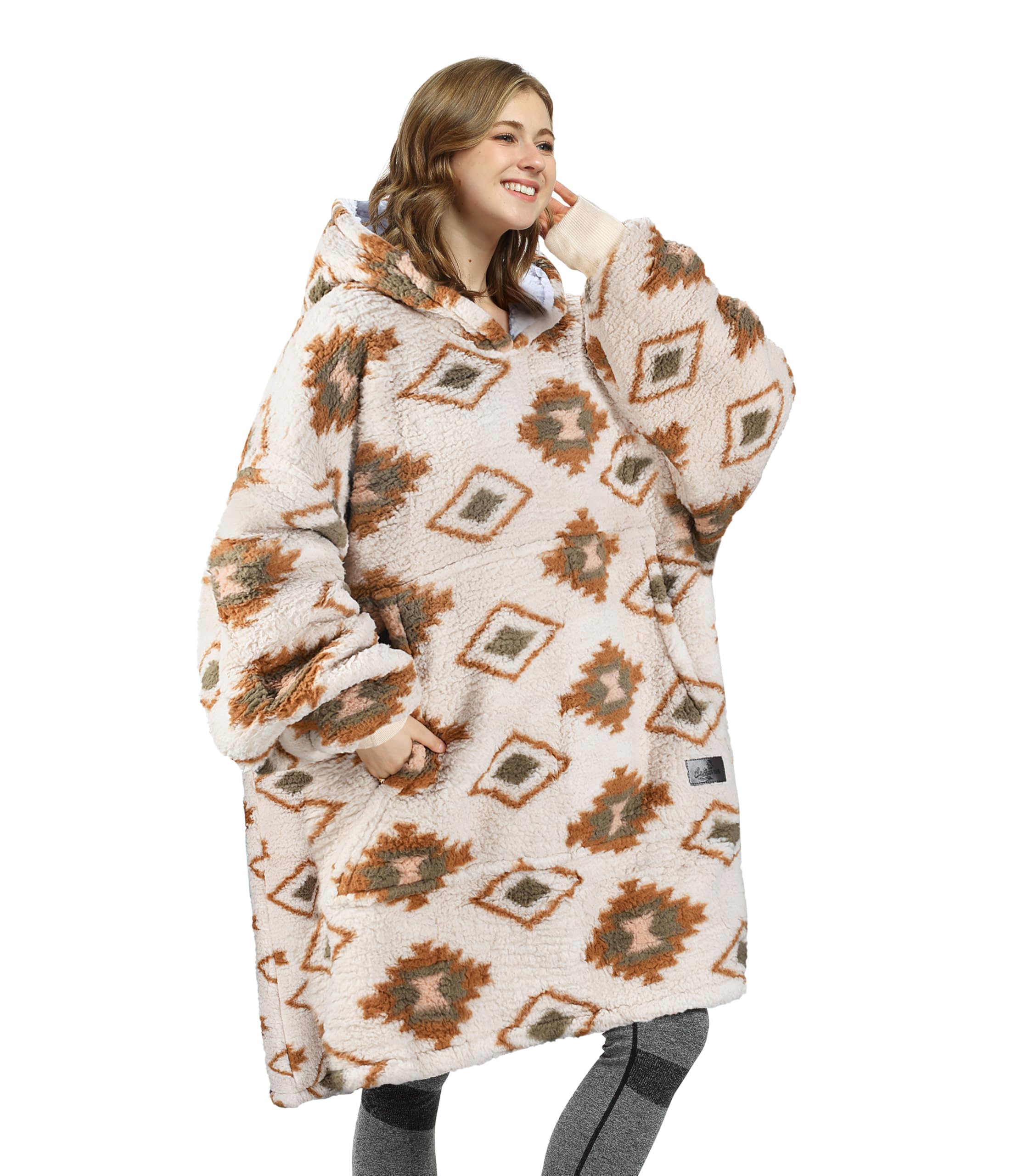 Catalonia Classy Warm Wearable Blanket, Soft Hooded Snuggle Blanket, Oversized, Cozy Hoody Gifts For Adults Men Women, Southwest Style