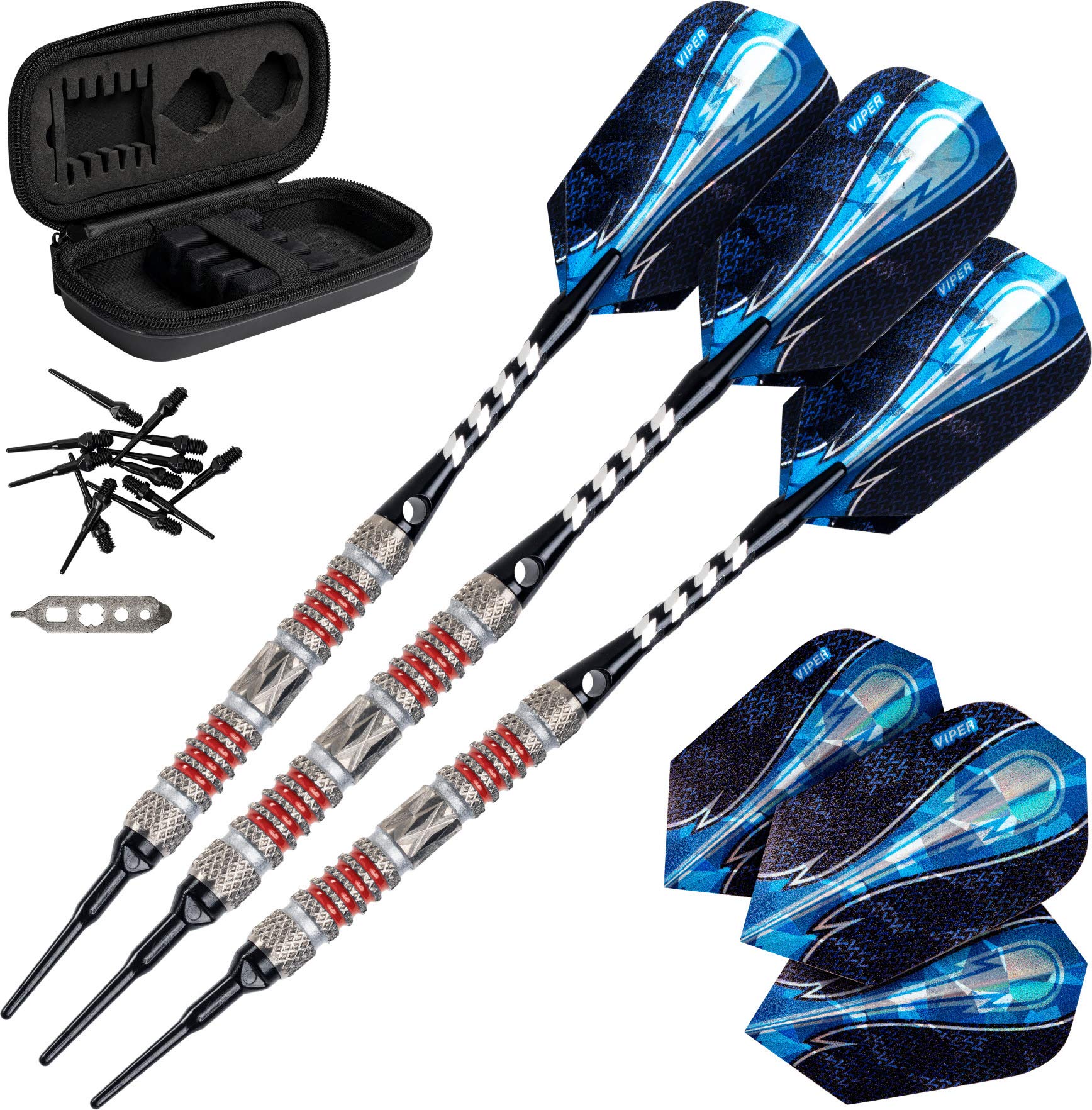 Viper Astro 80% Tungsten Soft Tip Darts with Storage/Travel Case, Red Rings, 18 Grams — image 1