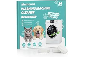 Mamouris Washing Machine Cleaner Tablets: 24 Pack-1 Year Supply, Deep Cleaning Tablets For HE, Front Loader & Top Load Washer, Removes Pet Hair, Odors, Clean Drum & Laundry Tub Seal, Septic Safe