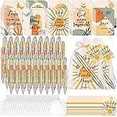 Qeeenar 200 Pcs Christian Gifts Bulk Sets Bible Verse Religious Ballpoint Pen and Notebook Gift Set with Thanks Tags Organza Bag Gift Bulk for Women Church Christian Party Favors(Boho Color,Bohemian)