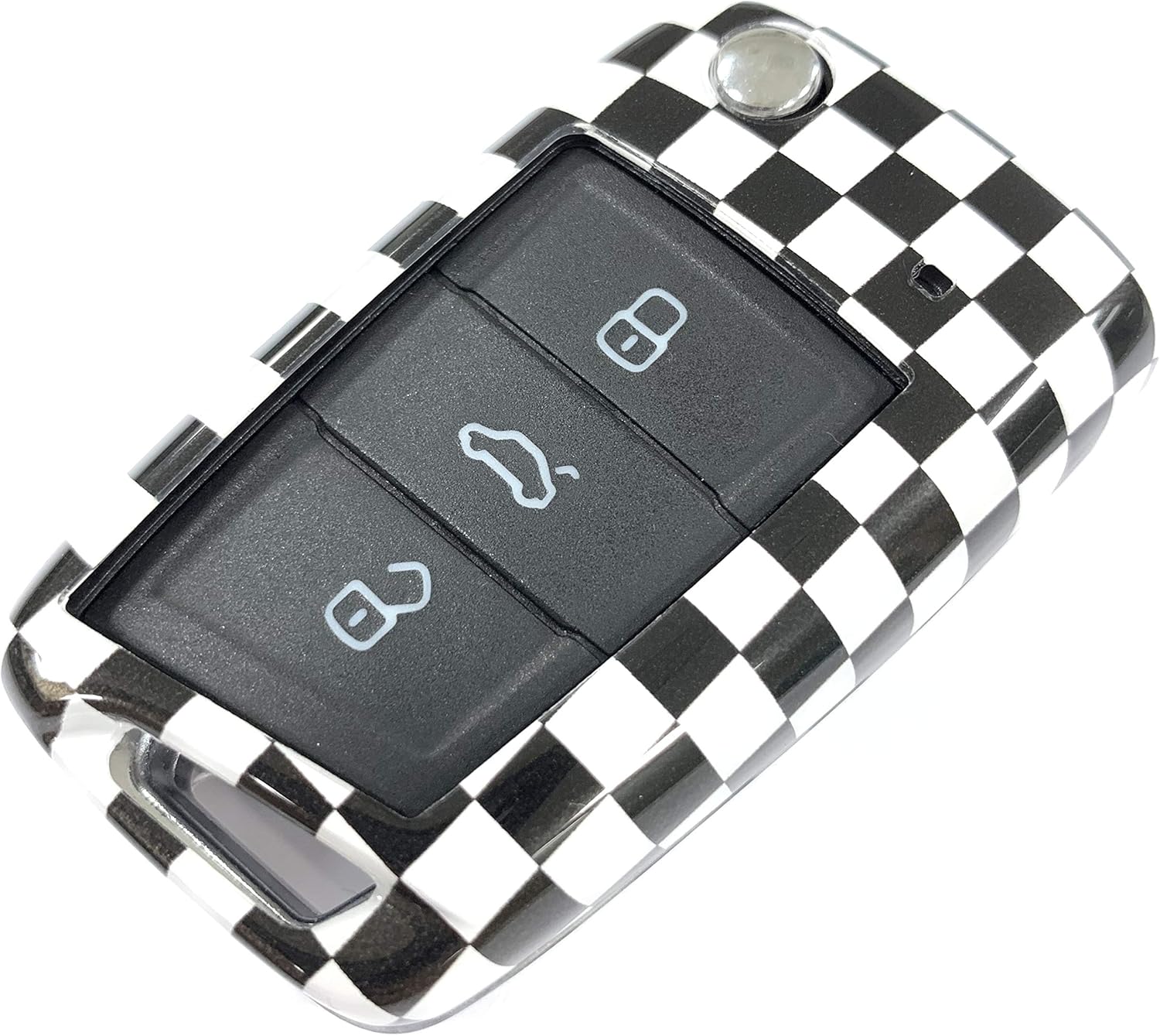 SecondStage for Car VW Key Cover - Lucite Protective Key Fob Cover for VW Golf 7 MK7 3 Button Car Key Skin Jacket Cover (CHECKER)