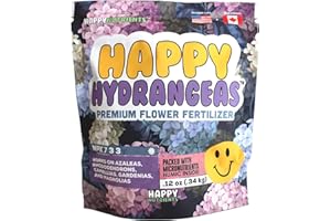 Happy Hydrangeas Fertilizer - Premium 7-3-3 Powder with Micronutrients & Humic - Ideal for Hydrangeas, Azaleas, Rhododendrons