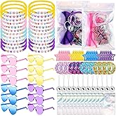 Landical 96 Pcs/ 12 Sets Kpop Party Favors Popular Singer Gifts Friendship Bracelets Scrunchies Heart Sunglasses Disco Ball Necklaces Hair Clips Bags for Y2k Kpop Fans Women Birthday(Multicolor)