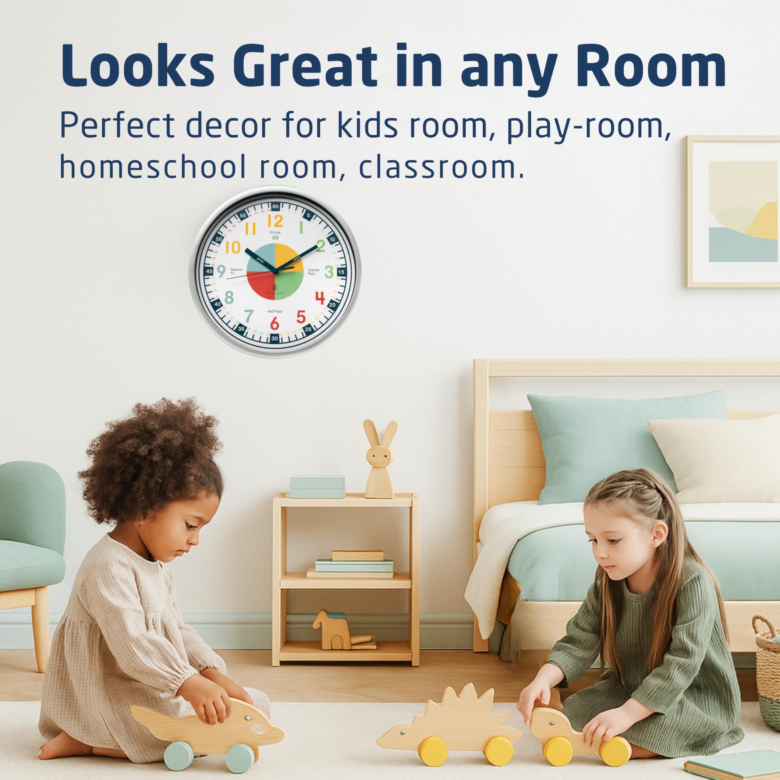 Mua OWLCONIC Non Ticking Analog Clock for Kids Learning to Tell Time ...