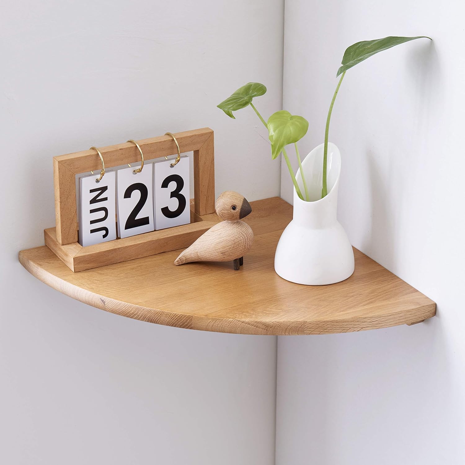 Corner Shelf, Oak Solid Wood Floating 