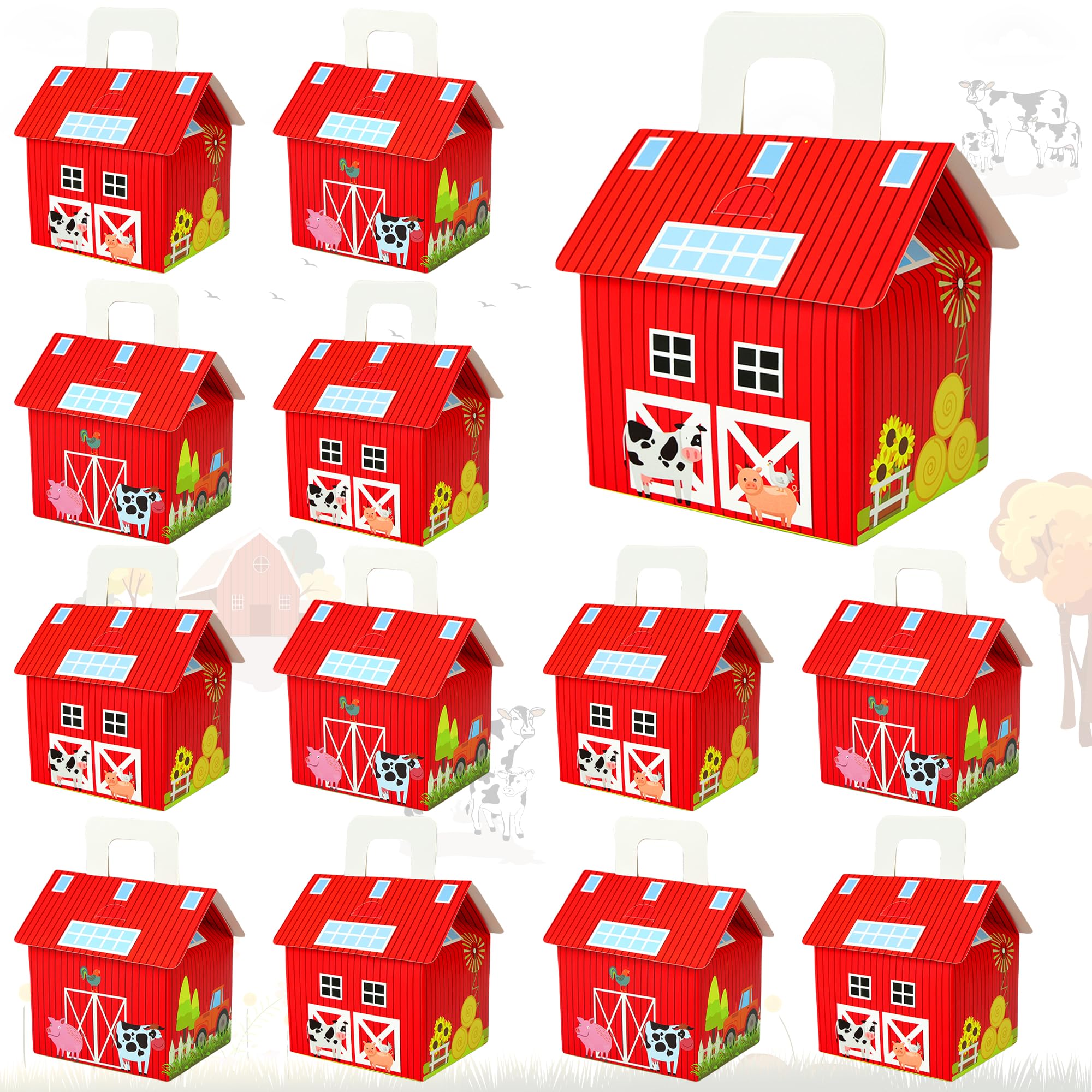 Photo 1 of 16 Pack Farm Animal Party Candy Box, Farm Theme Gift Box for Farm Birthday Party Barn Party Decoration.