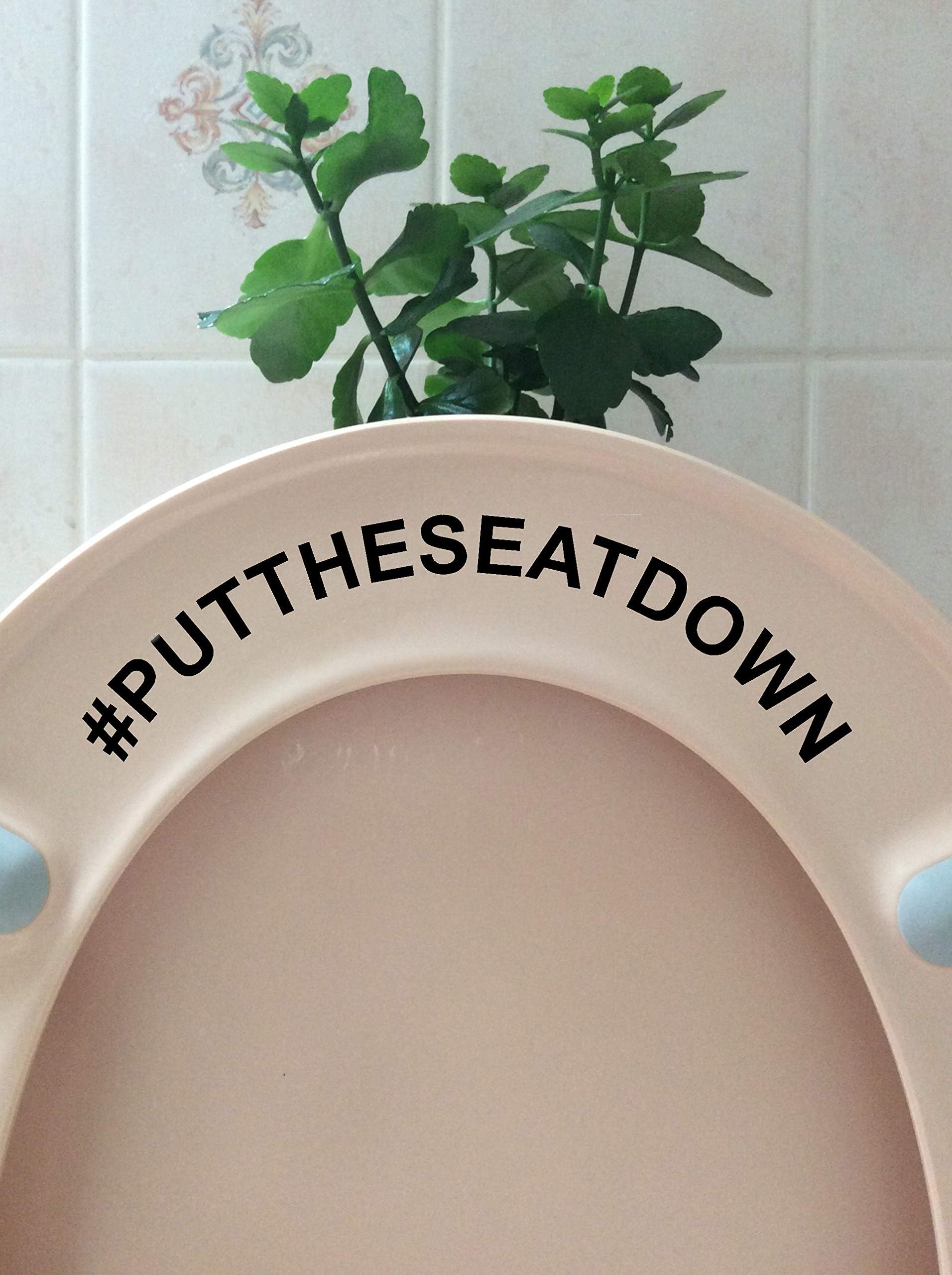 Pack of 2 Hashtag Put The Seat Down Funny Toilet Seat Sticker - Bathroom Decoration - Wall Stickers - Accessory (Black)