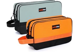 WISEPRO 2 PCS Zipper Tool Pouch, Dual Compartments Small Tool Bag Multipurpose Organizer for Tools and Crafts