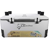 COHO 165QT Insulated Hard Cooler with Fish Ruler, Removable Cup Holders, Magnetic Disc &amp; Tie-Down Loops, Ice Chest for Camping, Boating &amp; Outdoor Use, Keeps Ice Up to 7 Days