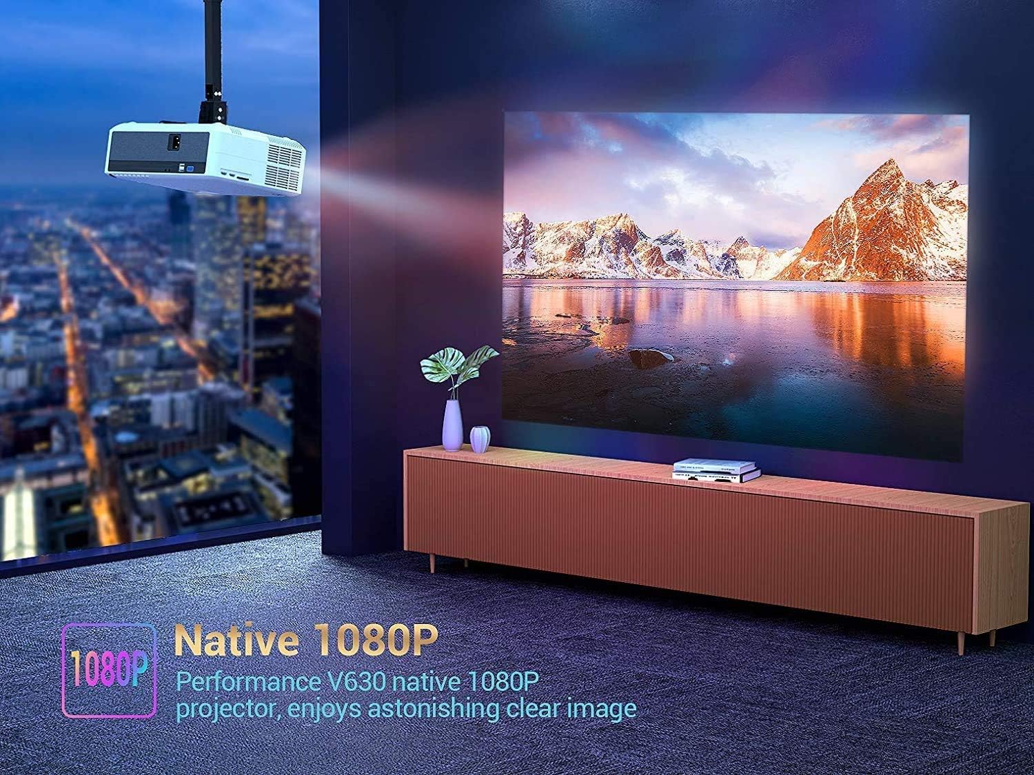 VANKYO Performance V630 Native 1080P Full HD Projector, 300" LED Projector w/ ±45° Electronic Keystone Correction, Compatible w/ TV Stick, HDMI, Laptop, Smartphone for Home/Business Use: Electronics