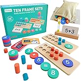 Wooden Sorting and Stacking Toy for Toddlers - 143-Piece Montessori Inspired Counting Game - ASTM F963-23 Certified Screen-Free Play Set for Home Learning Gift for Kids Boys Girls 3-5 Five Ten Frame