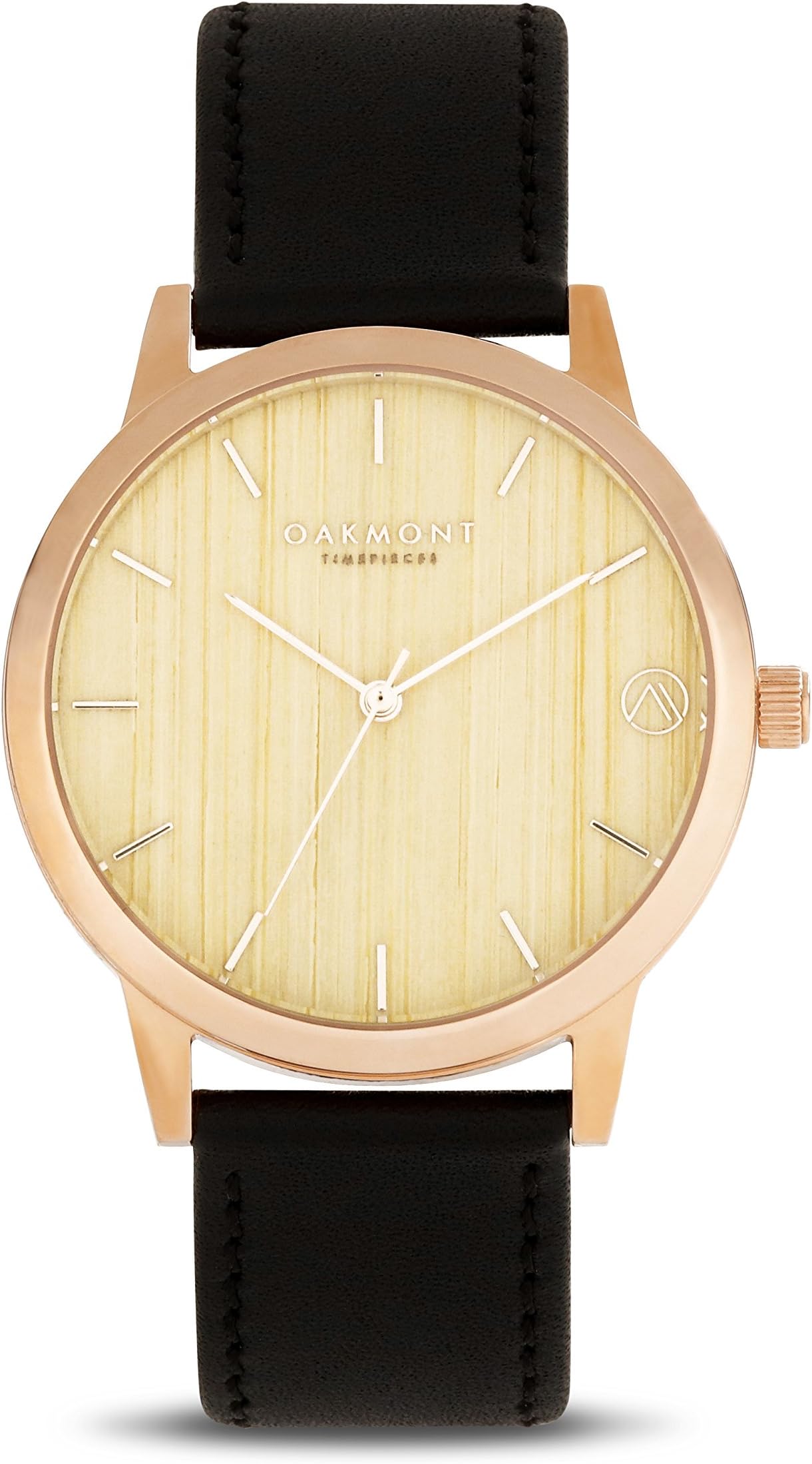 Oakmont Timepieces Mens/Womens Wooden Watch – Rose Gold Case. Gift Box & 12 Month Warranty Included