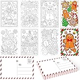 Whaline 48Pcs Blank Christmas Color Your Own Postcard Gingerbread Candy House Coloring Greeting Cards Wish List Writing for Family Classroom Xmas Party Favors, 4 x 6in