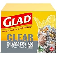 Glad Clear Garbage Bags - Extra-Large 135 Litres - 20 Trash Bags, Made in Canada of Global Components