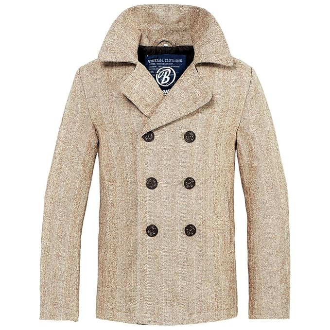 Brandit Herren PEA Coat Beige Herringbone