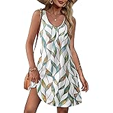 OFEEFAN Womens Summer Dresses 2026 Loose V Neck Sleeveless Sundresses Swimsuit Coverup with Pockets Floral/Plain/Eyelet