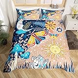 Colorful Cute Moth Kids Duvet Cover Full Size Sun