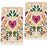 Sunwer Mexican Floral Kitchen Towels Cinco De Mayo Dish Towels Mexico Let's Fiesta 18x26Inch for Seasonal Holiday Home Decor Set of 2