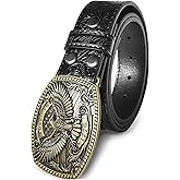 USMODA Western Belt for Belt Buckle - 1.5" Adjustable Leather Belts with Eagle Buckle Cowboy Belts for Men Women 34"-40"