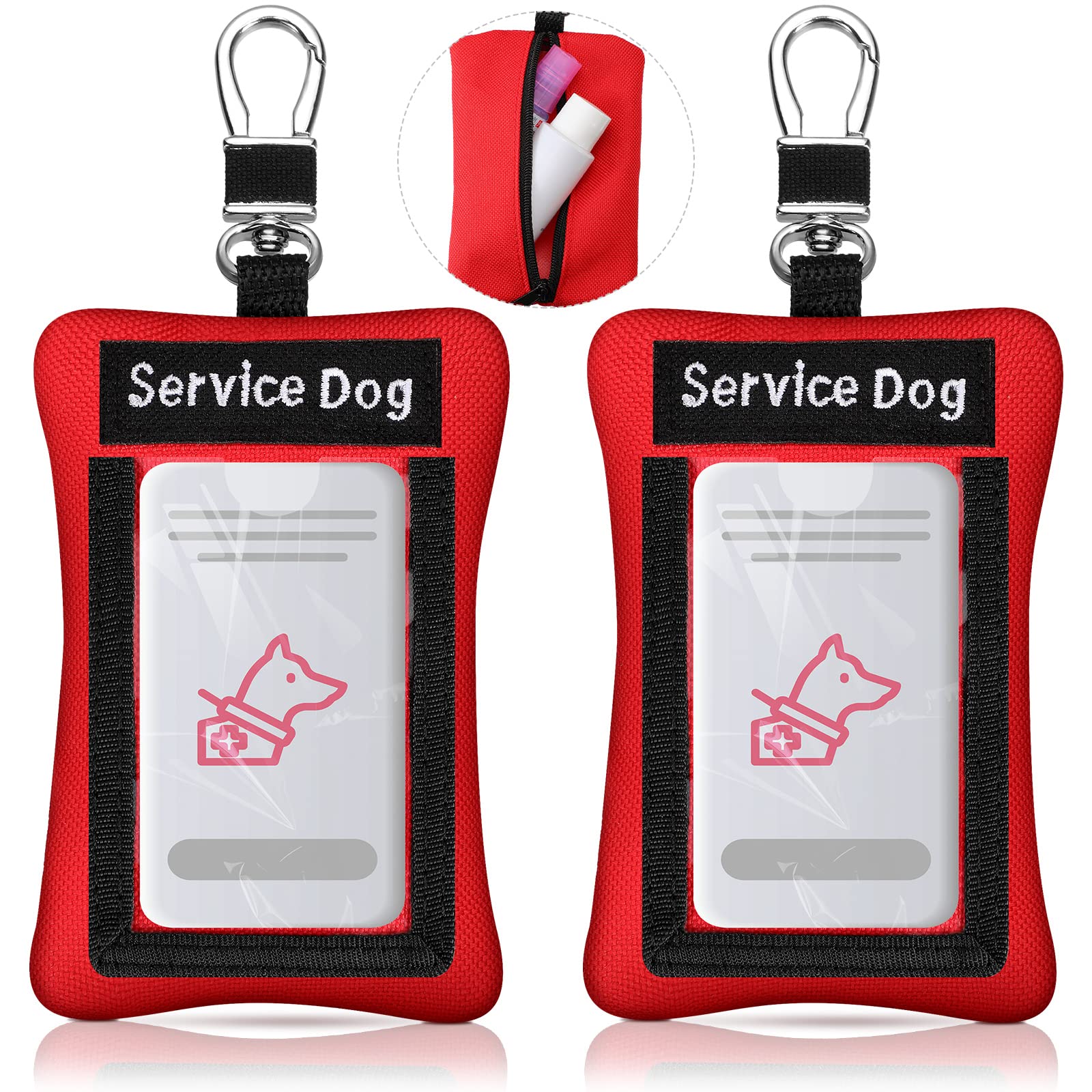 Photo 1 of Oudain 2 Pcs Service Dog ID Holder Identification Service Dog Clip on Badge Holder Display Your Doggy Zippered Pouch Carry Small Items Clip on Badge Pocket with Card Slot
