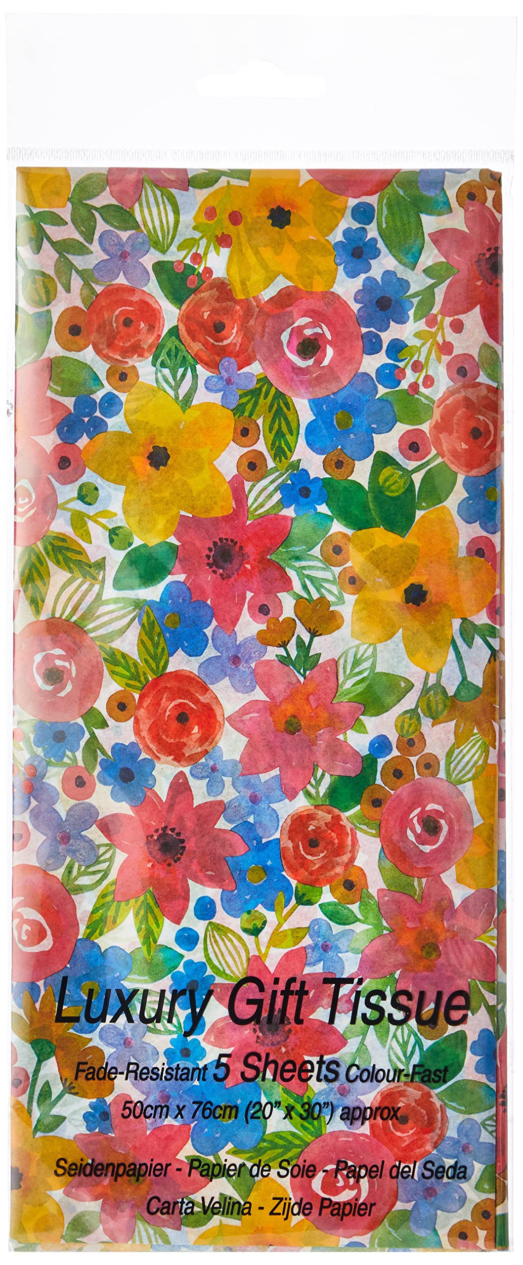 SatinWrap Luxury Printed Tissue Wrapping Paper Watercolour Floral 5 Sheets