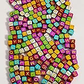 1200pcs 6×6mm Alphabet Beads Bright Colorful Cube Acrylic Gold Letter Beads, for Bracelets and Jewelry Making