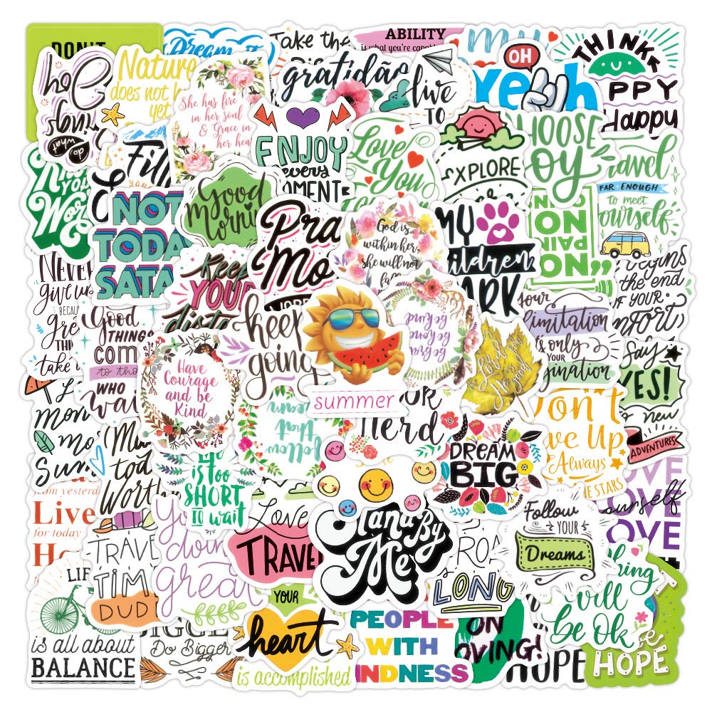 Inspirational Words Stickers | 100PCS | Positive Motivational Quote Stickers for Laptop, Water Bottles, Teaching Rewards, Vinyl Waterproof Sticker Packs Decals, Vision Board Kit for Kids Teens