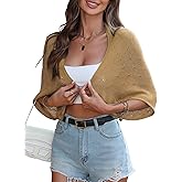 BB&KK Womens Crochet Shrug Summer Cardigan Bolero Open Front Lightweight Knit Cropped Boho Loose Sheer Sweaters