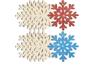 SOPHENA Large Size 7 inch Wooden Christmas Snowflake Ornaments to Paint 10PCS, DIY Blank Cutouts Unfinished Wood Ornament for Crafts Hanging Christmas Decorations, Wood Discs Ornament for Home Autumn Winter