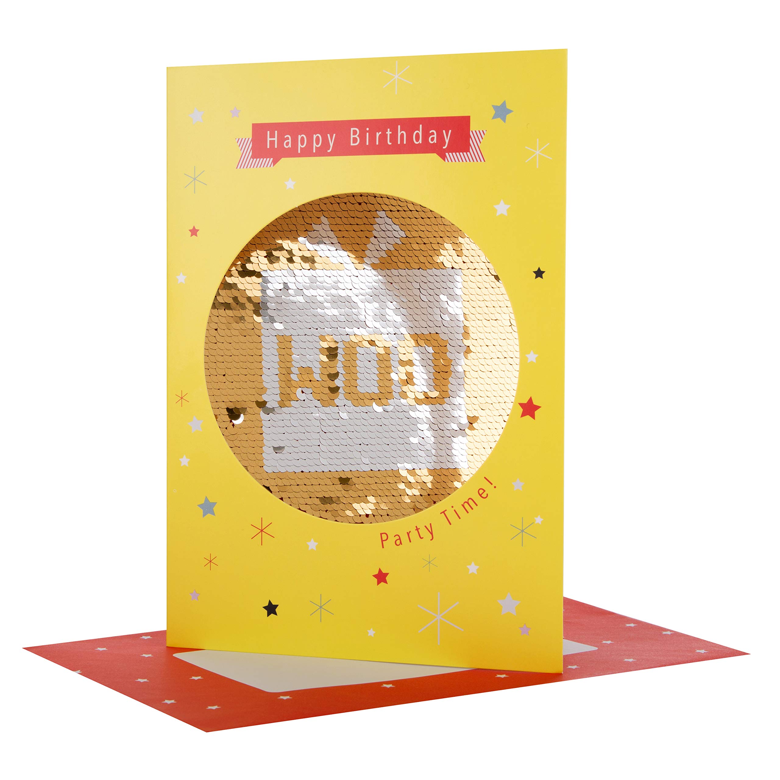 Hallmark Reversible Sequin Birthday Card 'Woohoo' - Medium