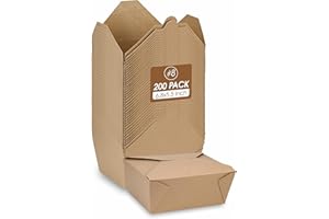 Eco-Craze (45 oz 200 Count) Kraft Take Out Food Containers, Disposable Paper Food Container To Go Boxes Designed For Fewer Le
