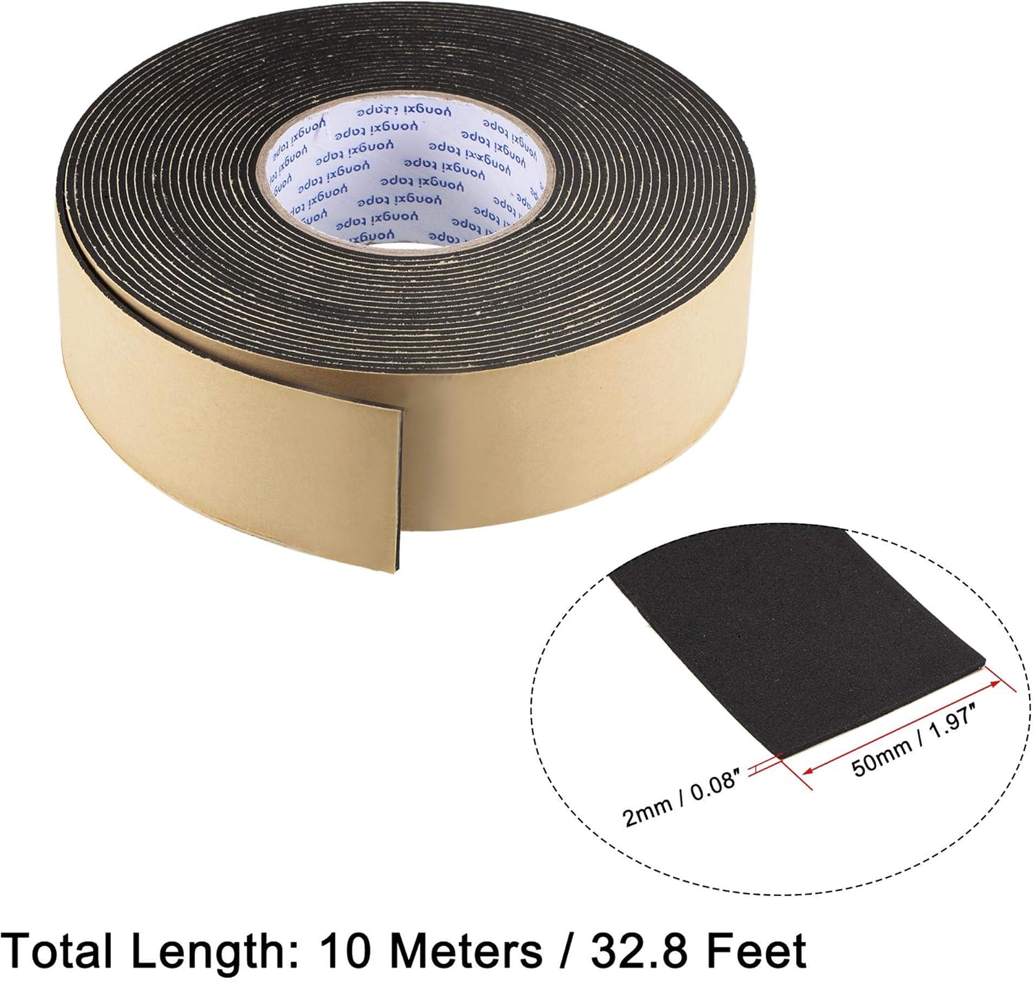 sourcing map Sealing Foam Tape 50mm Wide 2mm Thick 10m/32.8ft Long - Image 3