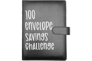 XZYLY 100 envelopes Money Saving Challenge,Heavy Duty Leather Money Saving Challenge Binder Book,Easy and Fun Way for 100 Day Money Saving Challenge Budget Binder Budgeting Planner & Saving Money Black
