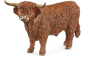 Schleich Farm World Realistic Highland Bull Cow Animal Figurine - Highly Detailed and Durable Farm Animal Toy, Fun and Educational Play for Boys and Girls, Gift for Kids Ages 3+