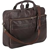Leather briefcase 18 Inch Laptop Messenger Bags for Men and Women Best Office briefcase Satchel Bag (Brown)