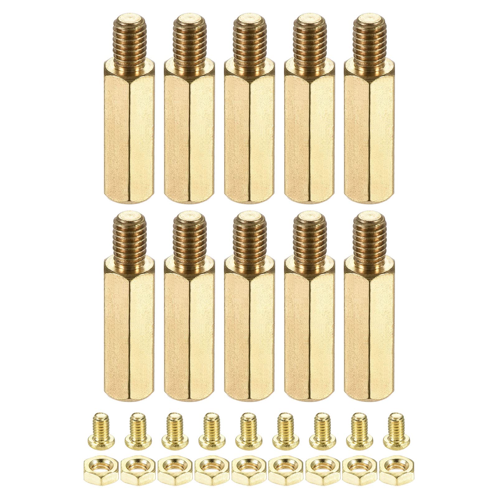 YOKIVE 10 Sets Brass Hex Threaded Spacer Screw Nut Kit, Spacer with Female-Male Thread | Raising The PCB Board, Great for Electronics Industries (M4 17+6mm)