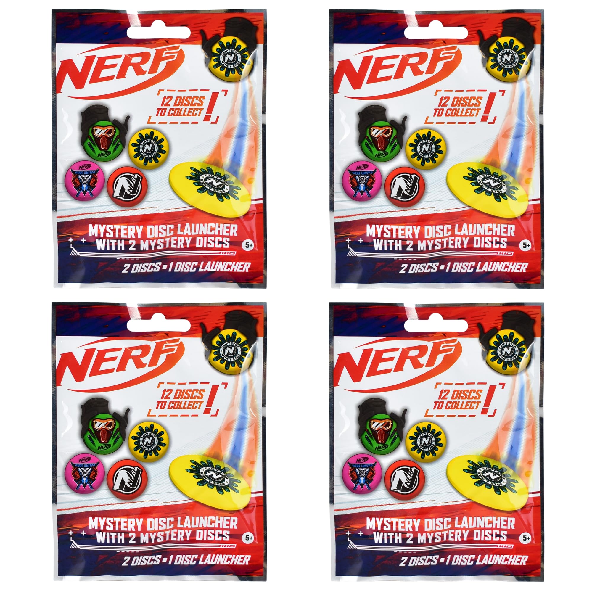 Toptoys2u Bargain Bundles Nerf - Blind Bag Party Favour Sets - Classic Disk Launcher - Pack of 4