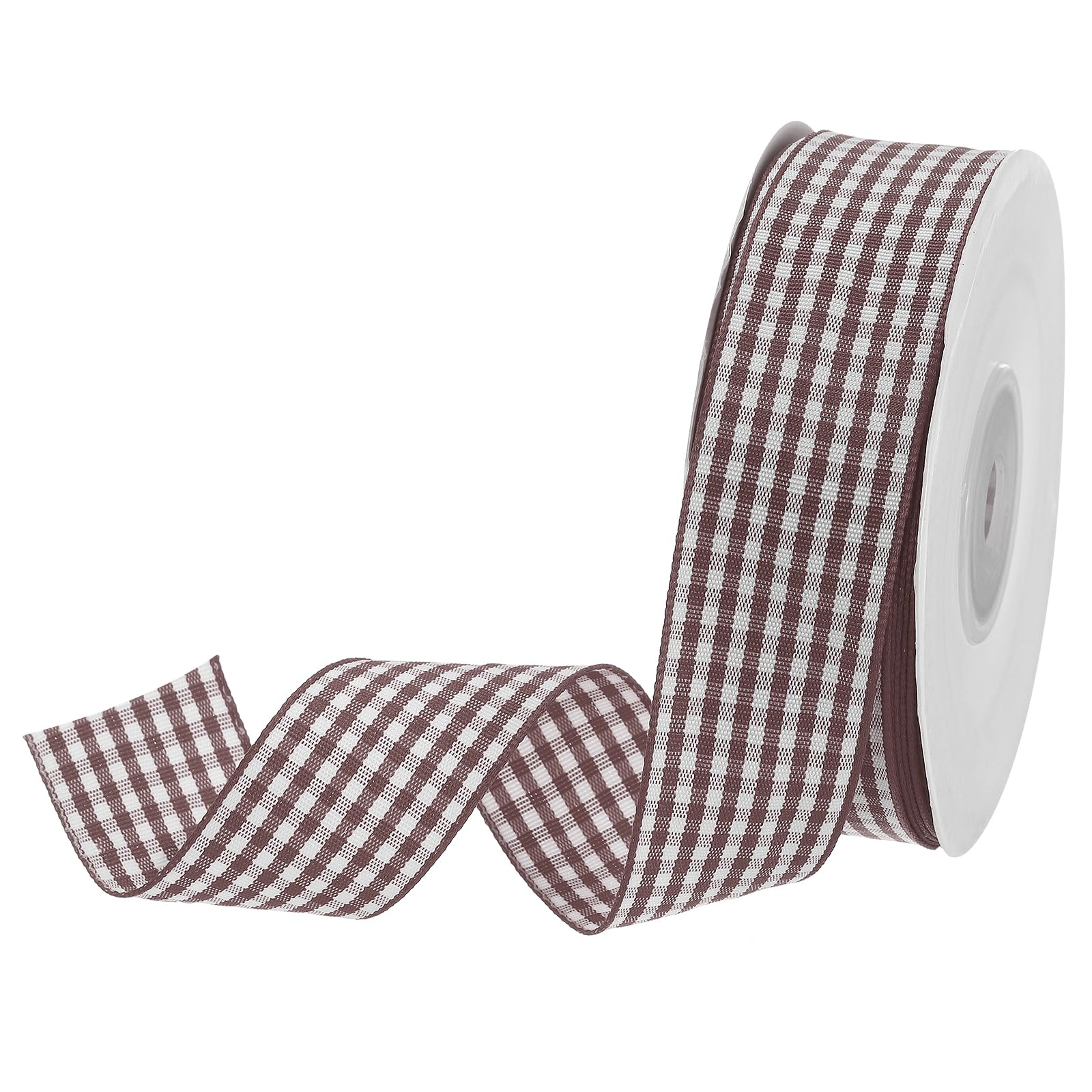 DMiotech 1 Inch 25 Yards Gingham Ribbon, Checkered Ribbon Plaid Ribbon for Gift Wrapping Decoration Art Craft DIY, Brown — image 1