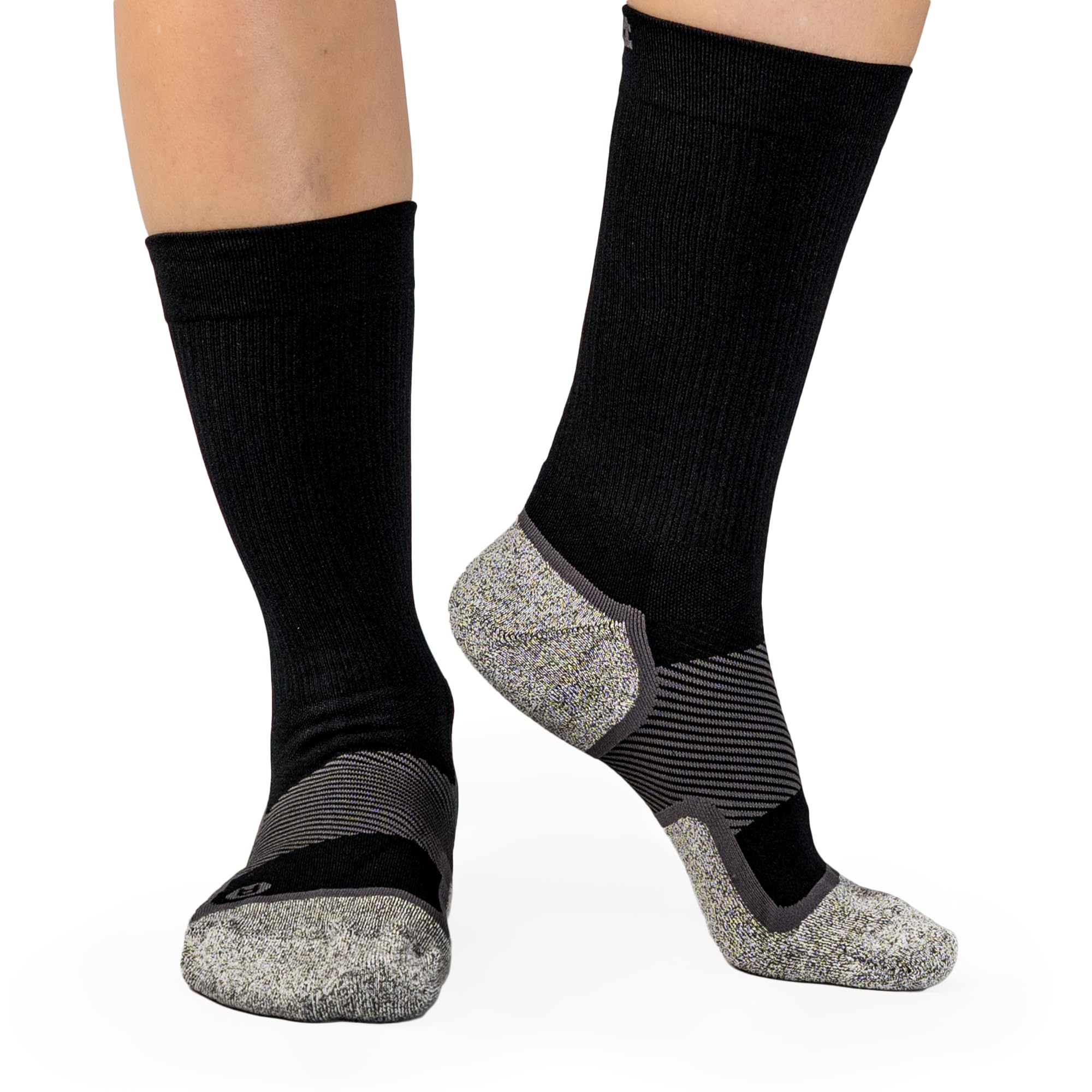Orthosleeve WC4 Wellness Care Socks, Light Gradient Compression, Soft, Moisture Wicking, Crew Socks, M, Black