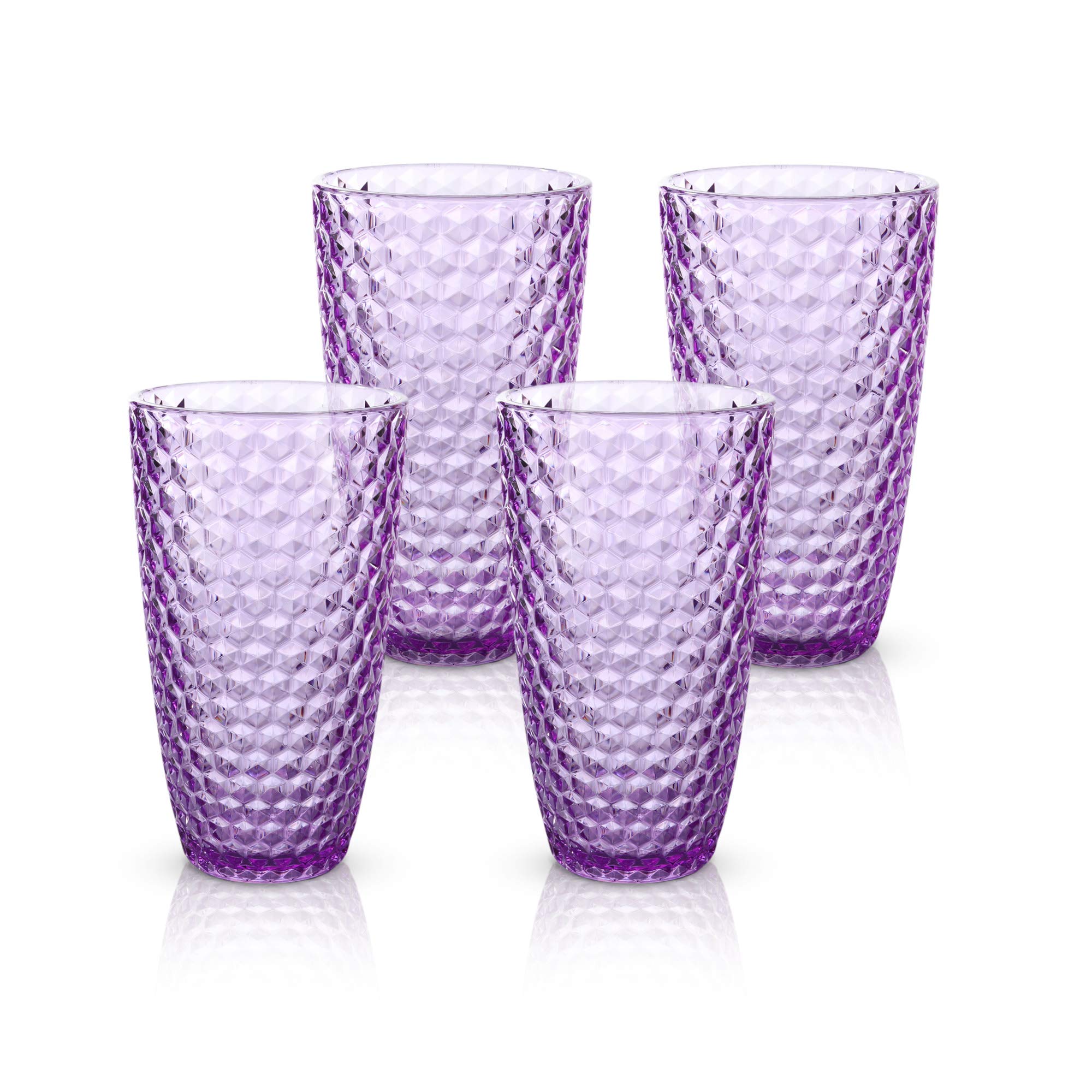 BELLAFORTE Shatterproof Tritan Plastic Tall Tumbler, Set of 4, 19oz - Laguna Beach Drinking Glasses - Unbreakable Tritan Drinking Glasses for Parties - BPA Free - Purple