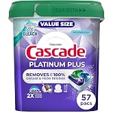 Cascade Platinum Plus Dishwasher Pods, Dishwasher Detergent, Dish Detergent Soap, Mountain, 57 Count