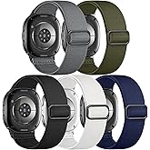 Adorve 5 Pack Stretchy Bands Compatible with Samsung Galaxy Watch 8 Bands 40mm 44mm, Galaxy Watch 8 Classic Band 46mm, Soft Elastic Nylon Fabric No Gap One Click Sport Replacement Strap for Men Women