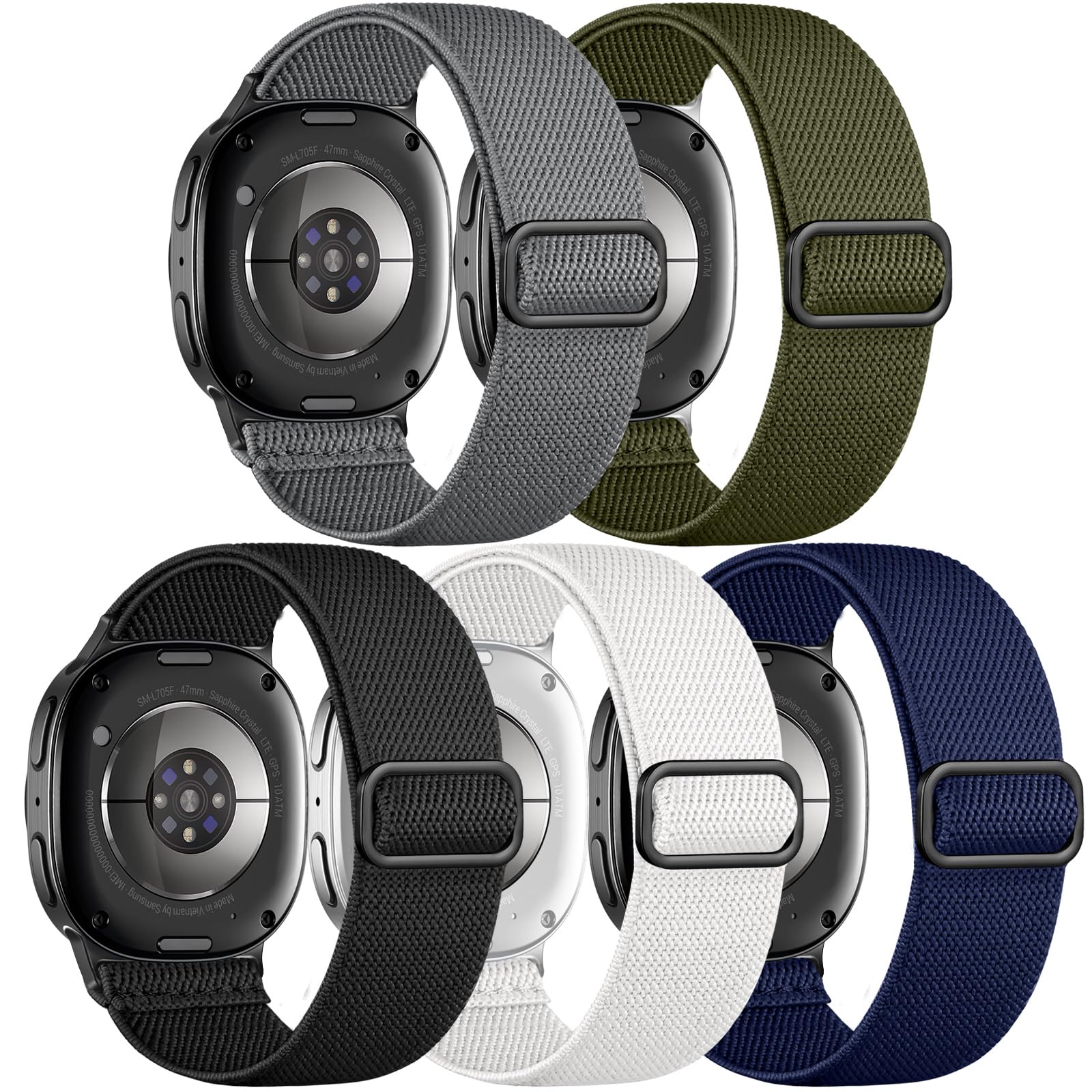 Adorve Stretchy Bands Compatible with Samsung Galaxy Watch 8 Bands 40mm 44mm/Galaxy Watch 8 Classic Band 46mm, Soft Elastic Nylon Fabric No Gap One Click Sport Replacement Strap for Men Women