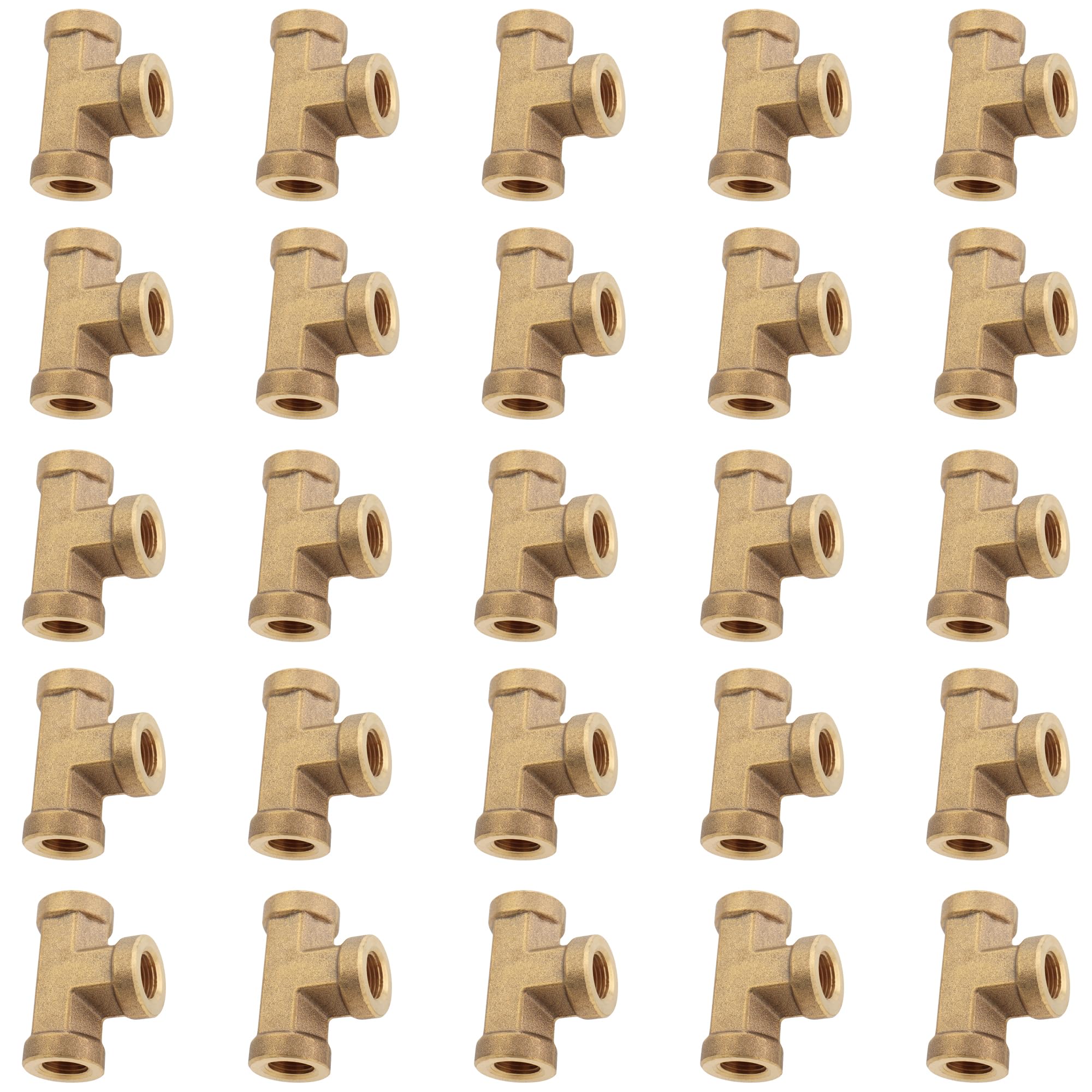 LTWFITTING Brass BSP Pipe Fitting 1/8-Inch Female BSPP Thread Tee Fuel Air (Pack of 25)